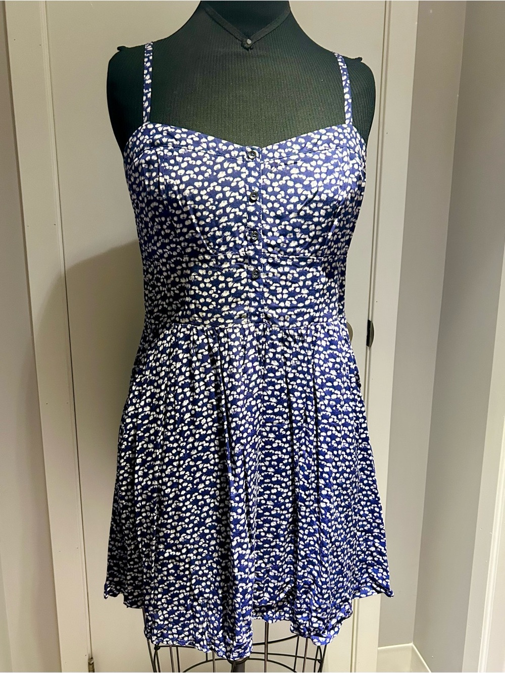 Express Navy Blue Mini Dress with White Floral Print